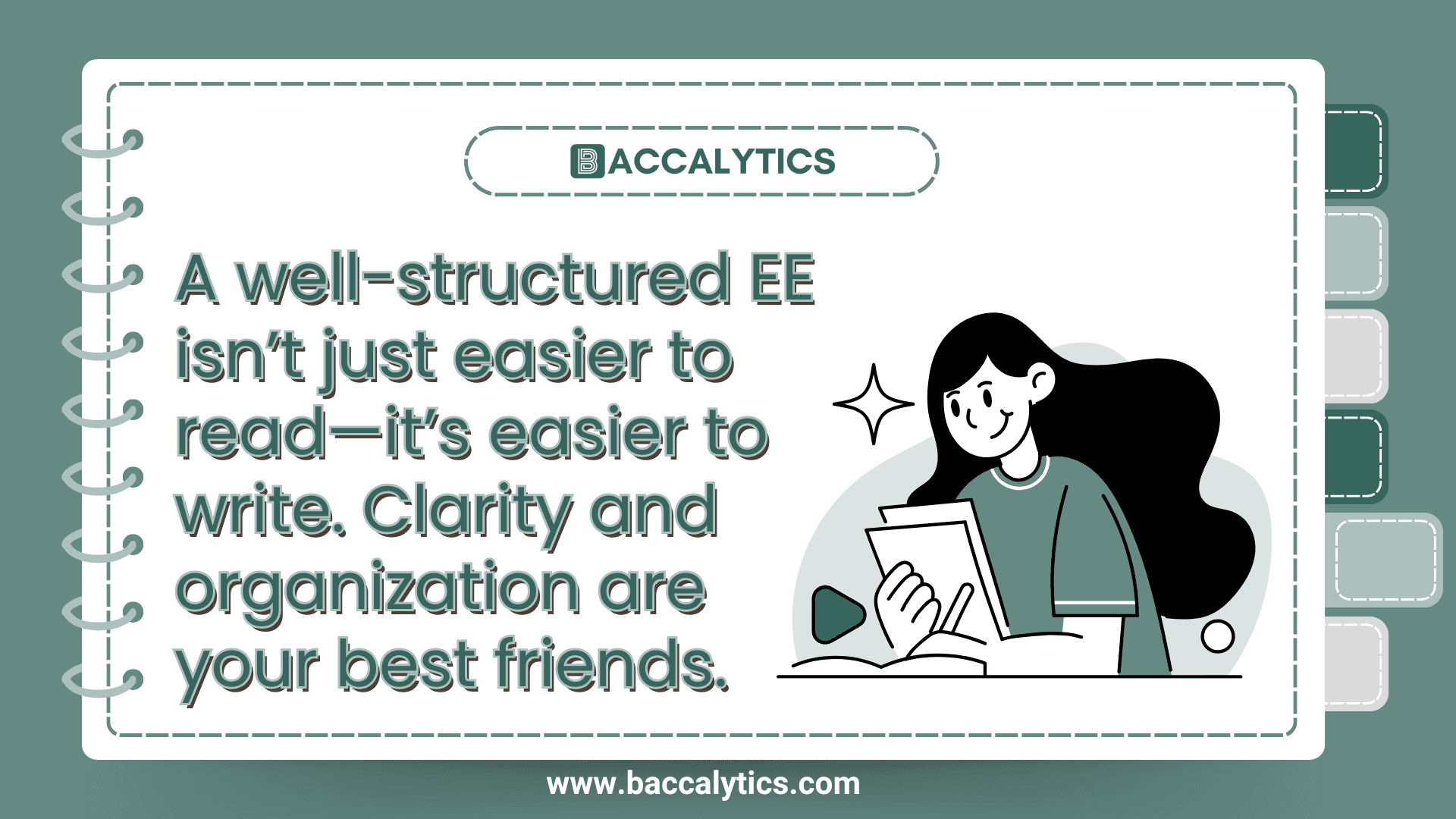 A well-structured EE isn’t just easier to read—it’s easier to write. Clarity and organization are your best friends.