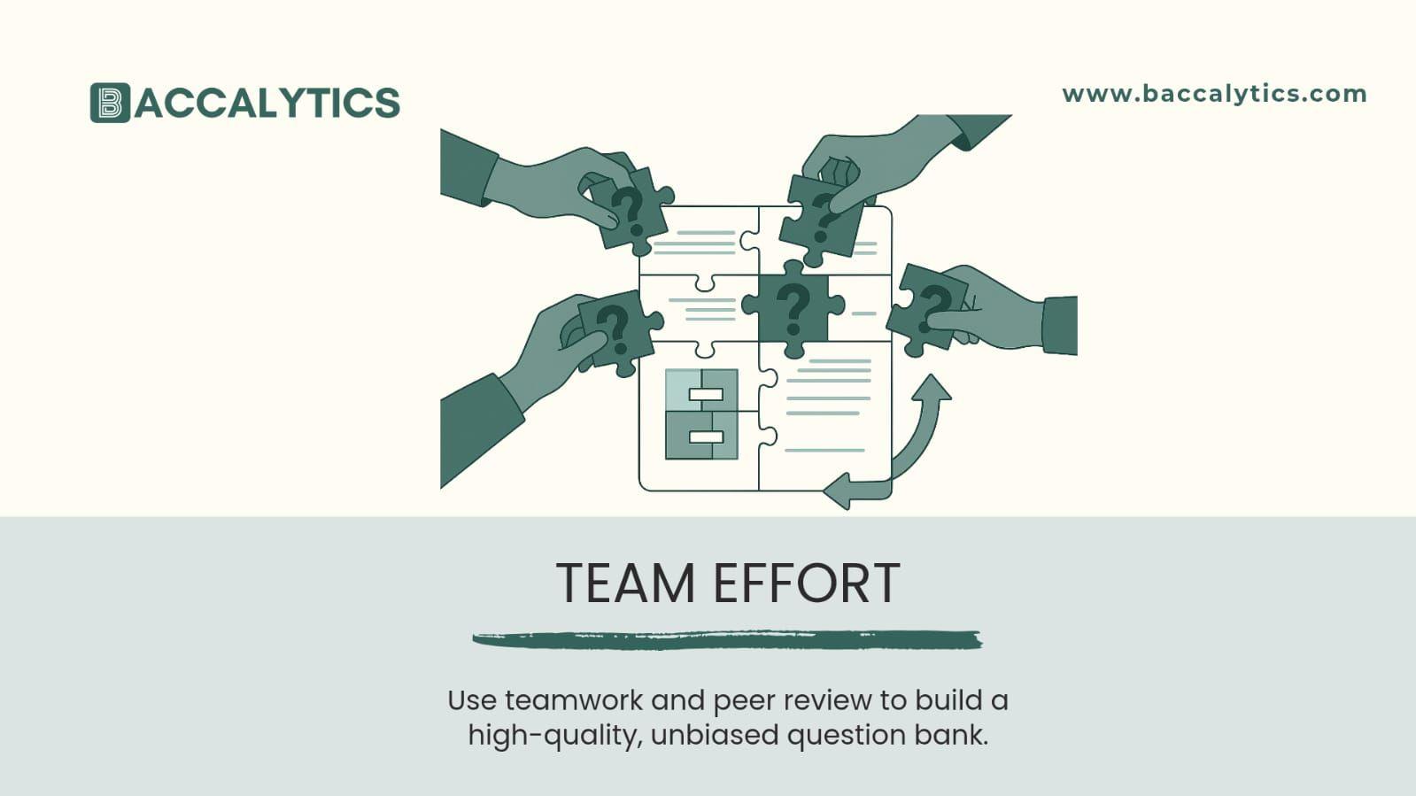 Use teamwork and peer review to build a high-quality, unbiased question bank.