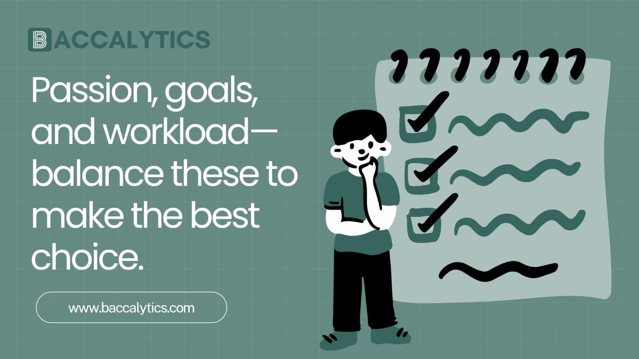 Passion, goals, and workload—balance these to make the best choice.