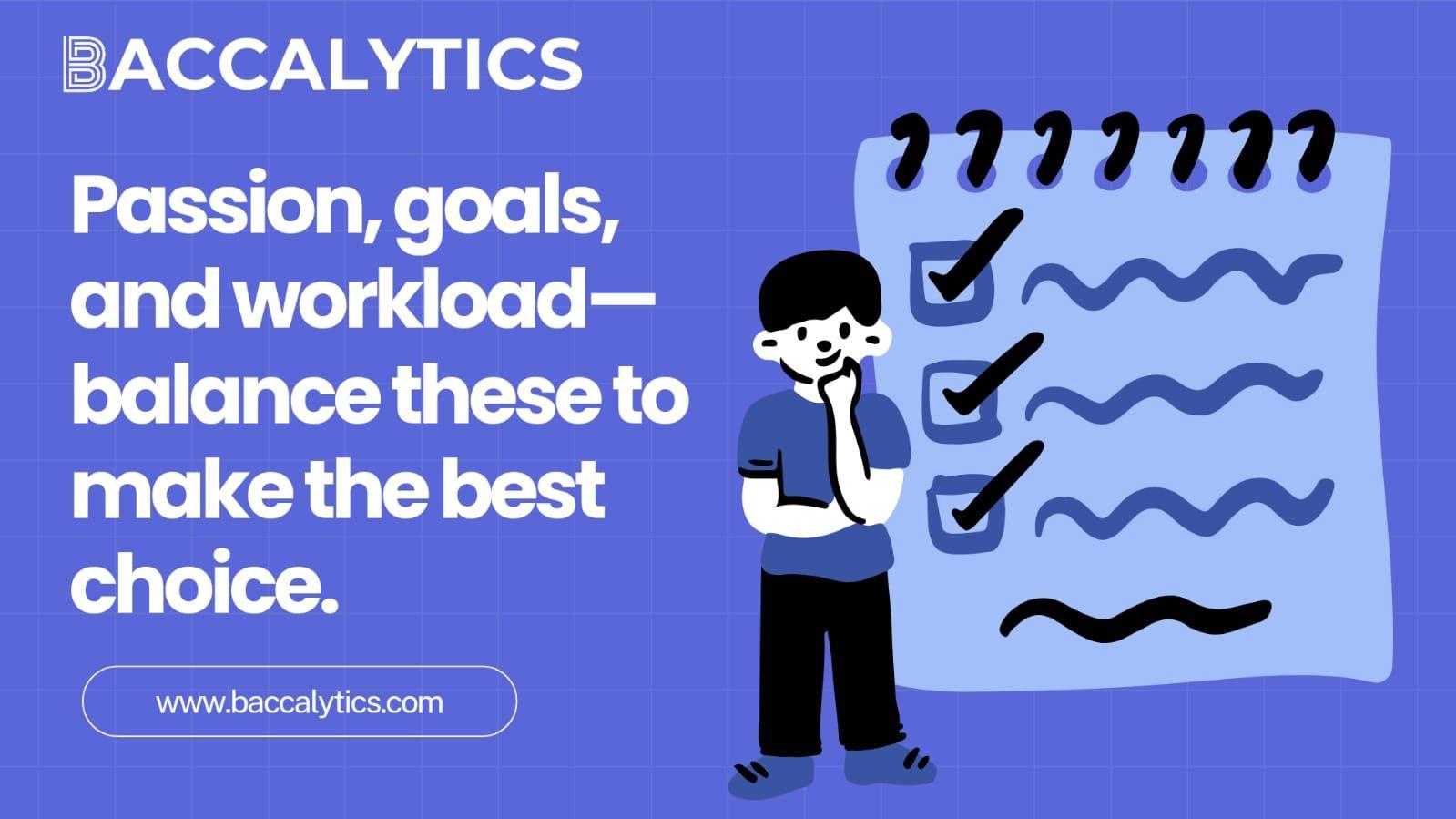 Passion, goals, and workload—balance these to make the best choice.
