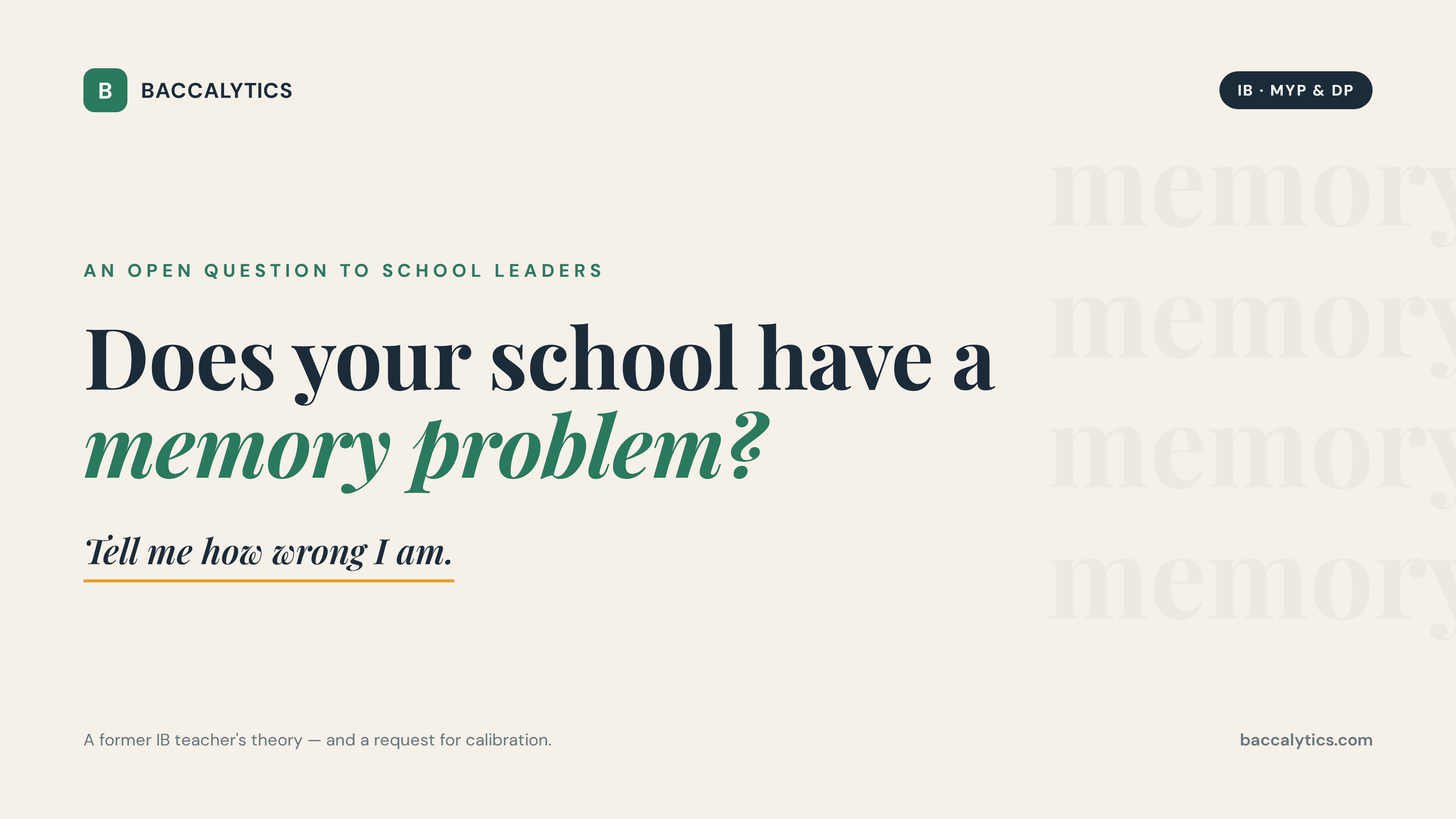 Does Your School Have a Memory Problem?
