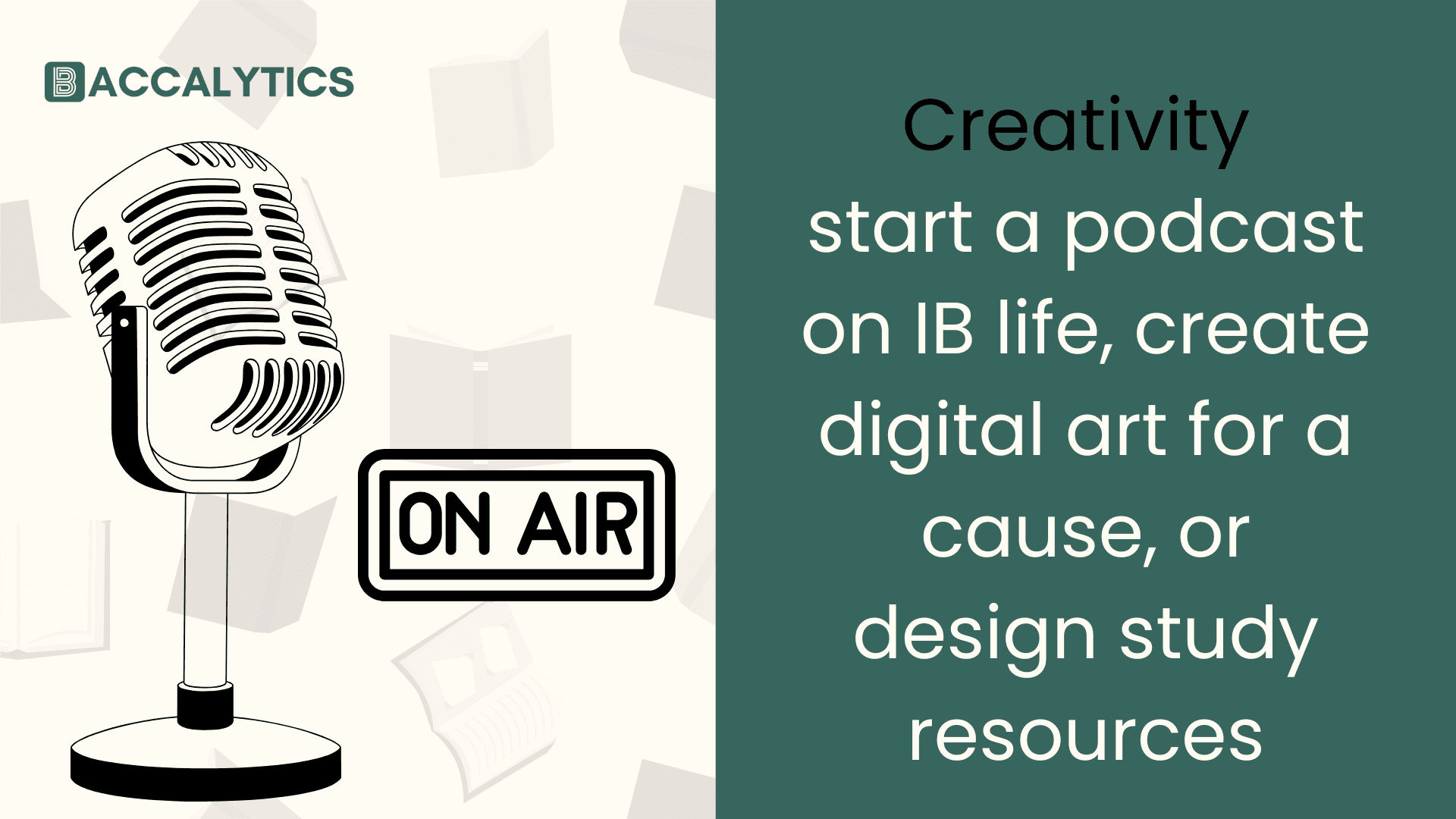 Creativity start a podcast on IB life, create digital art for a cause, or design study resources
